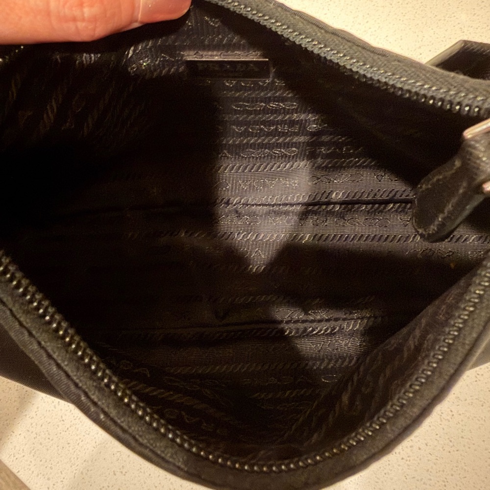 Prada Black Nylon Shoulder Bag with Triangle Logo - Picture 4 of 6